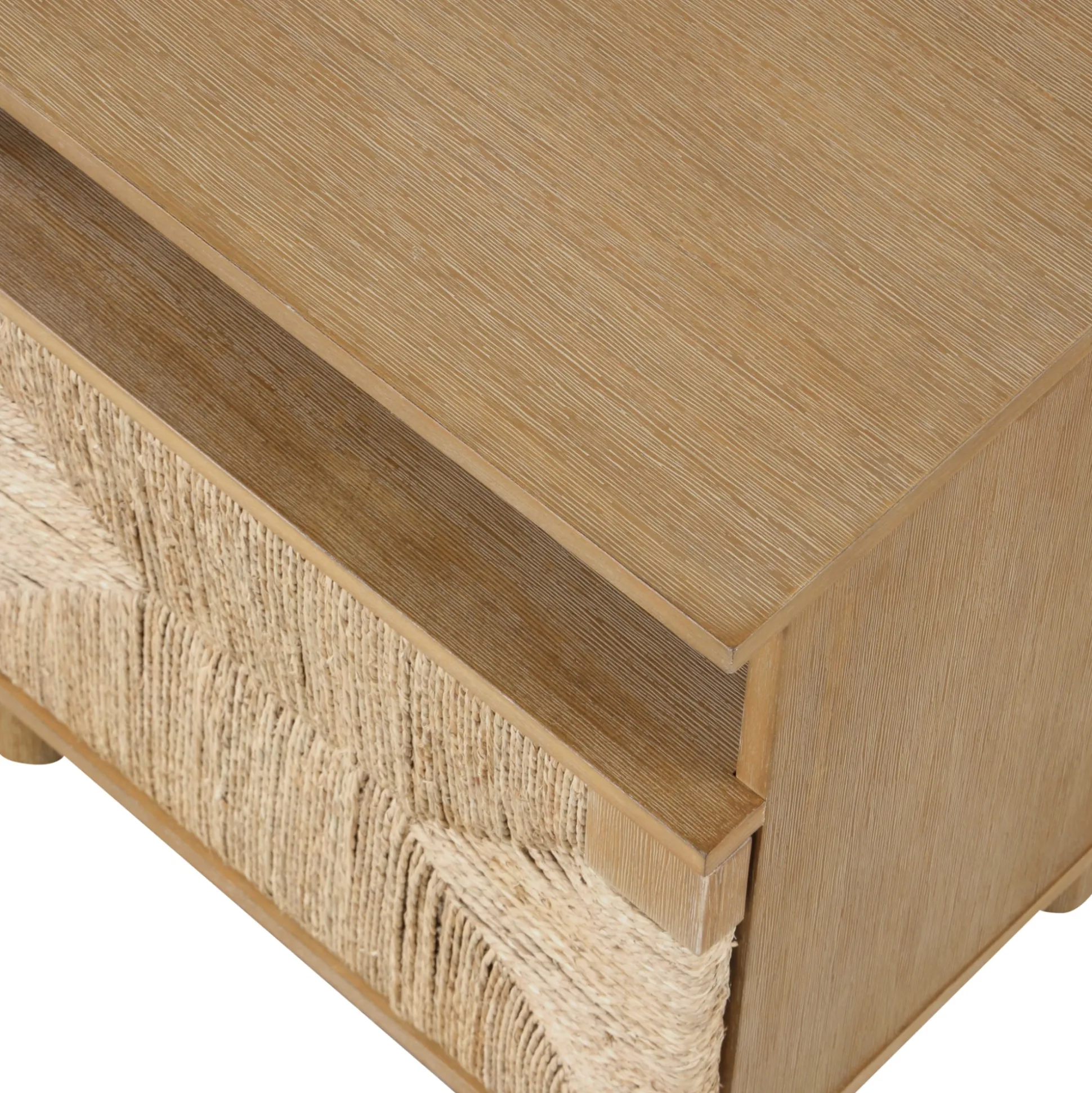Boho Seagrass & Wood Storage Nightstand