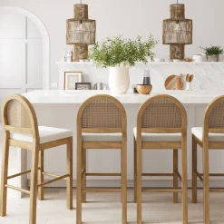 Boucle Bar Stools Light Brown (Set of 4)