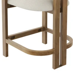 Boucle Bar Stool with Barrel Back and Arm Light Brown