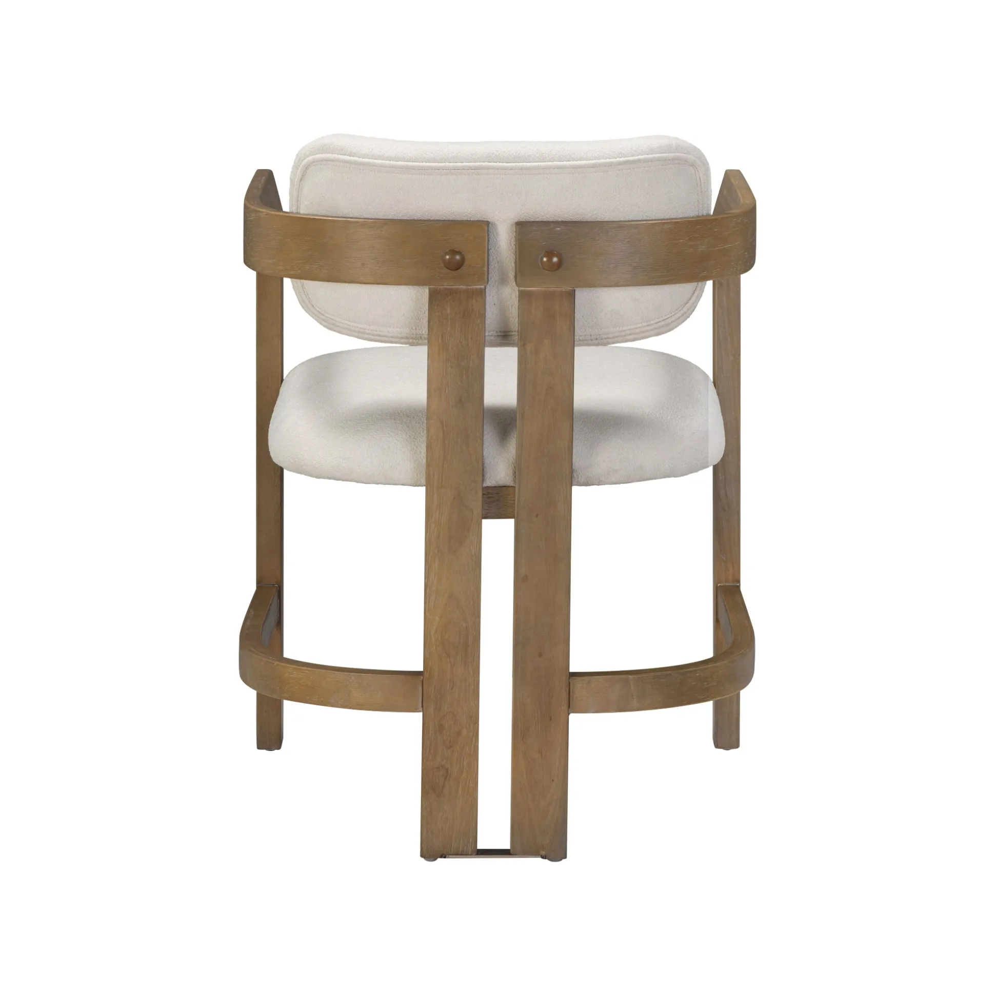 Boucle Bar Stool with Barrel Back and Arm Light Brown