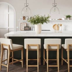 Boucle Counter Height Bar Stools Warm Pine (Set of 4)