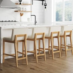 Boucle Counter Height Bar Stools Warm Pine (Set of 4)
