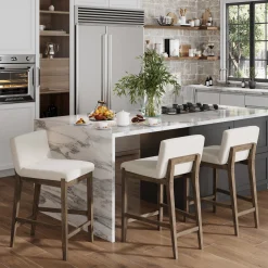 Boucle Counter Height Bar Stools Dark Brown (Set of 3)