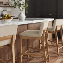 Boucle Counter Height Bar Stools Warm Pine (Set of 3)