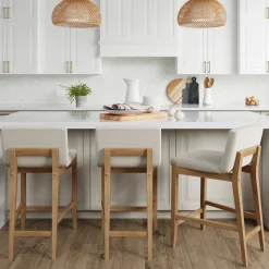 Boucle Counter Height Bar Stools Warm Pine (Set of 3)