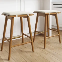 Boucle Counter Height Bar Stools Brown (Set of 2)
