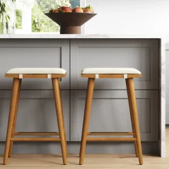 Boucle Counter Height Bar Stools Brown (Set of 2)
