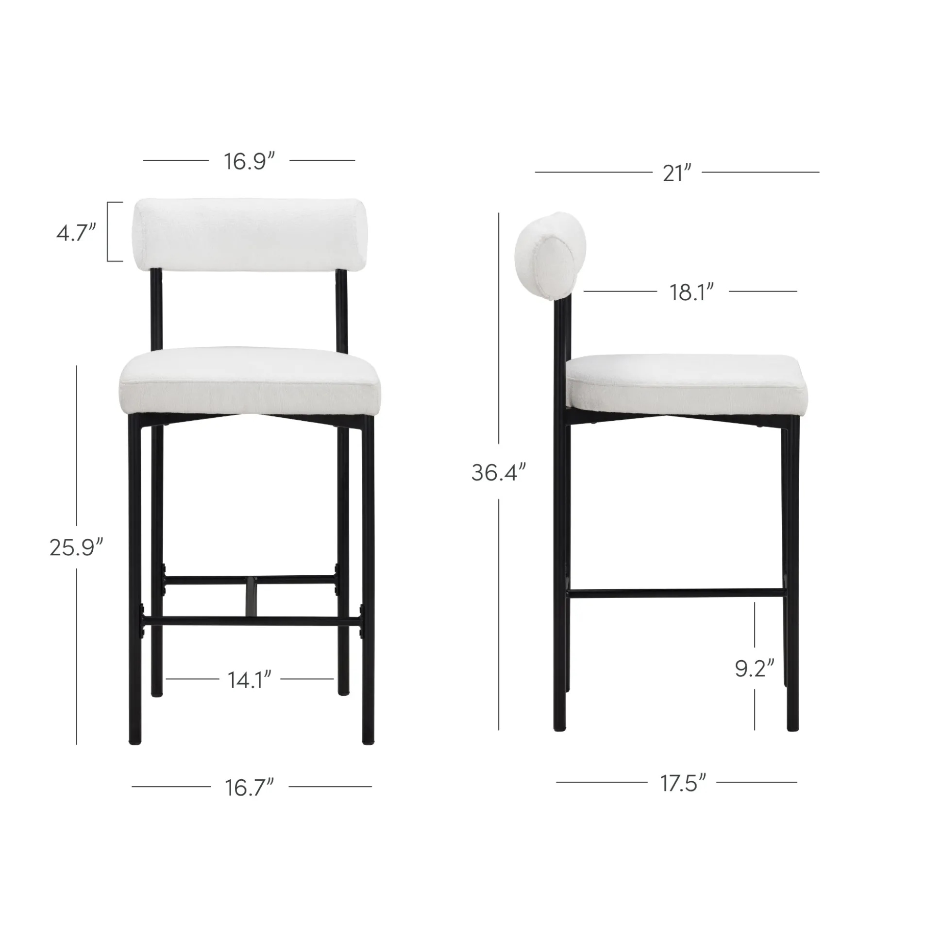 Boucle Counter Height Bar Stools (Set of 2)