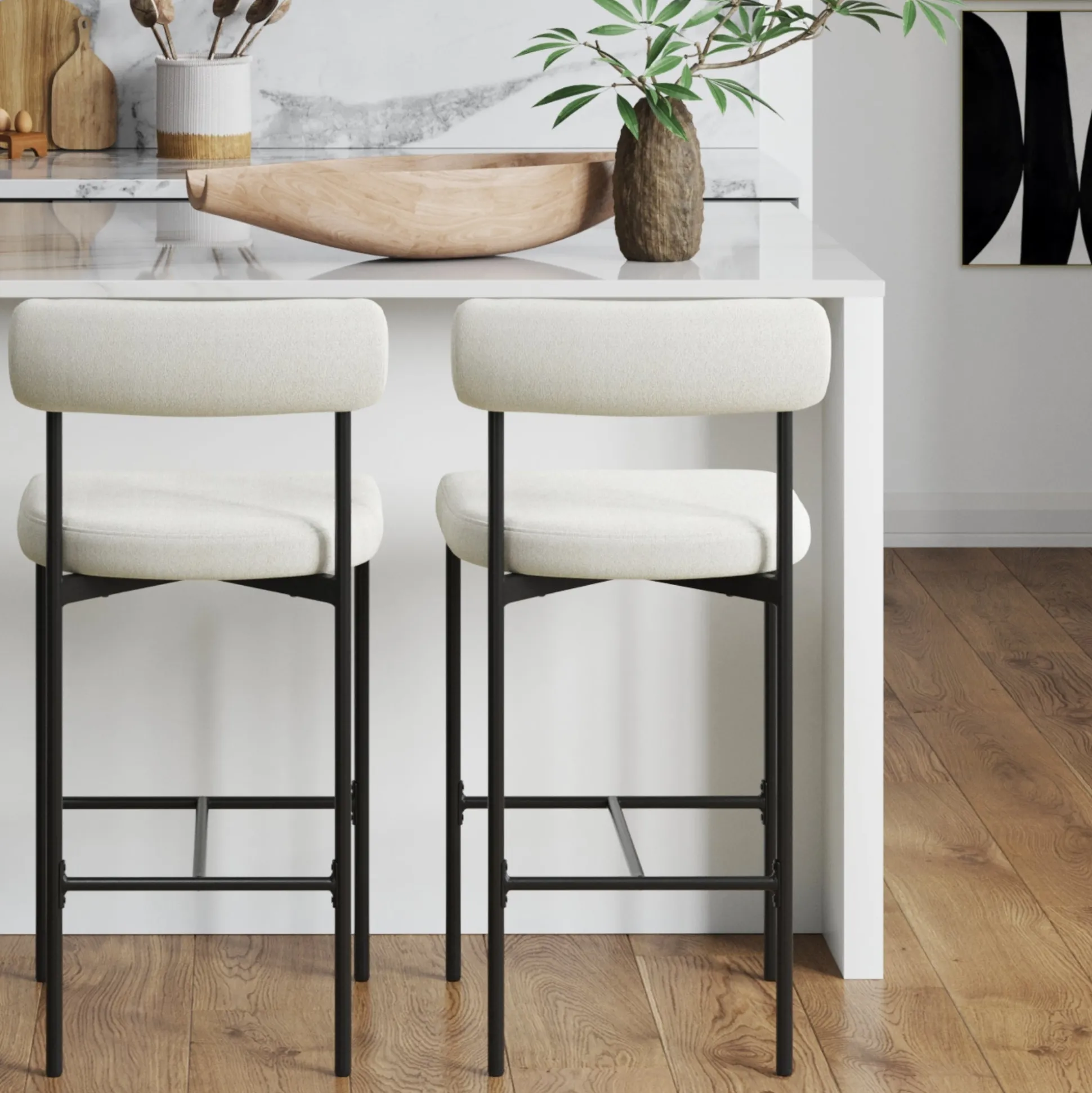 Boucle Counter Height Bar Stools (Set of 2)