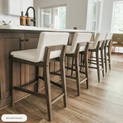 Boucle Counter Height Bar Stools Dark Brown (Set of 2)