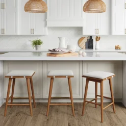 Boucle Counter Height Bar Stools Brown (Set of 3)