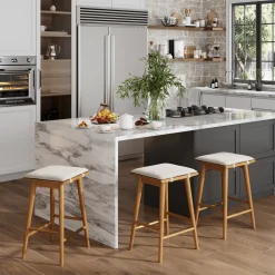 Boucle Counter Height Bar Stools Brown (Set of 3)