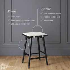 Boucle Counter Height Bar Stools Black (Set of 3)