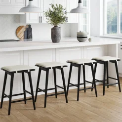 Boucle Counter Height Bar Stools Black (Set of 4)