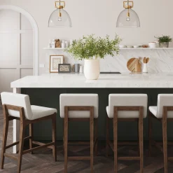 Boucle Counter Height Bar Stools Dark Brown (Set of 4)