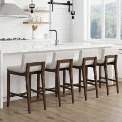 Boucle Counter Height Bar Stools Dark Brown (Set of 4)