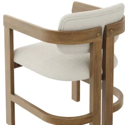 Boucle Dining Chair w/ Curved Back and Arm Light Brown (Set of 4)