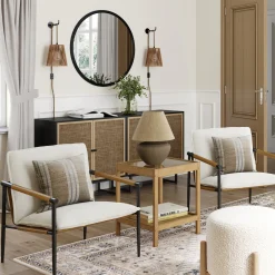 Boucle Fabric & Metal Accent Chair