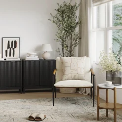 Boucle Fabric & Metal Accent Chair