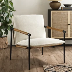 Boucle Fabric & Metal Accent Chair