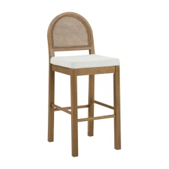 Boucle & Rattan Bar Stools Light Brown (Set of 3)
