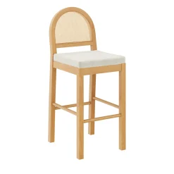 Boucle & Rattan Bar Stools Warm Pine (Set of 3)