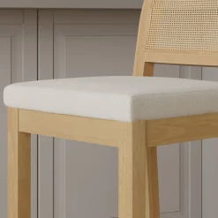 Boucle & Rattan Bar Stools Warm Pine (Set of 4)