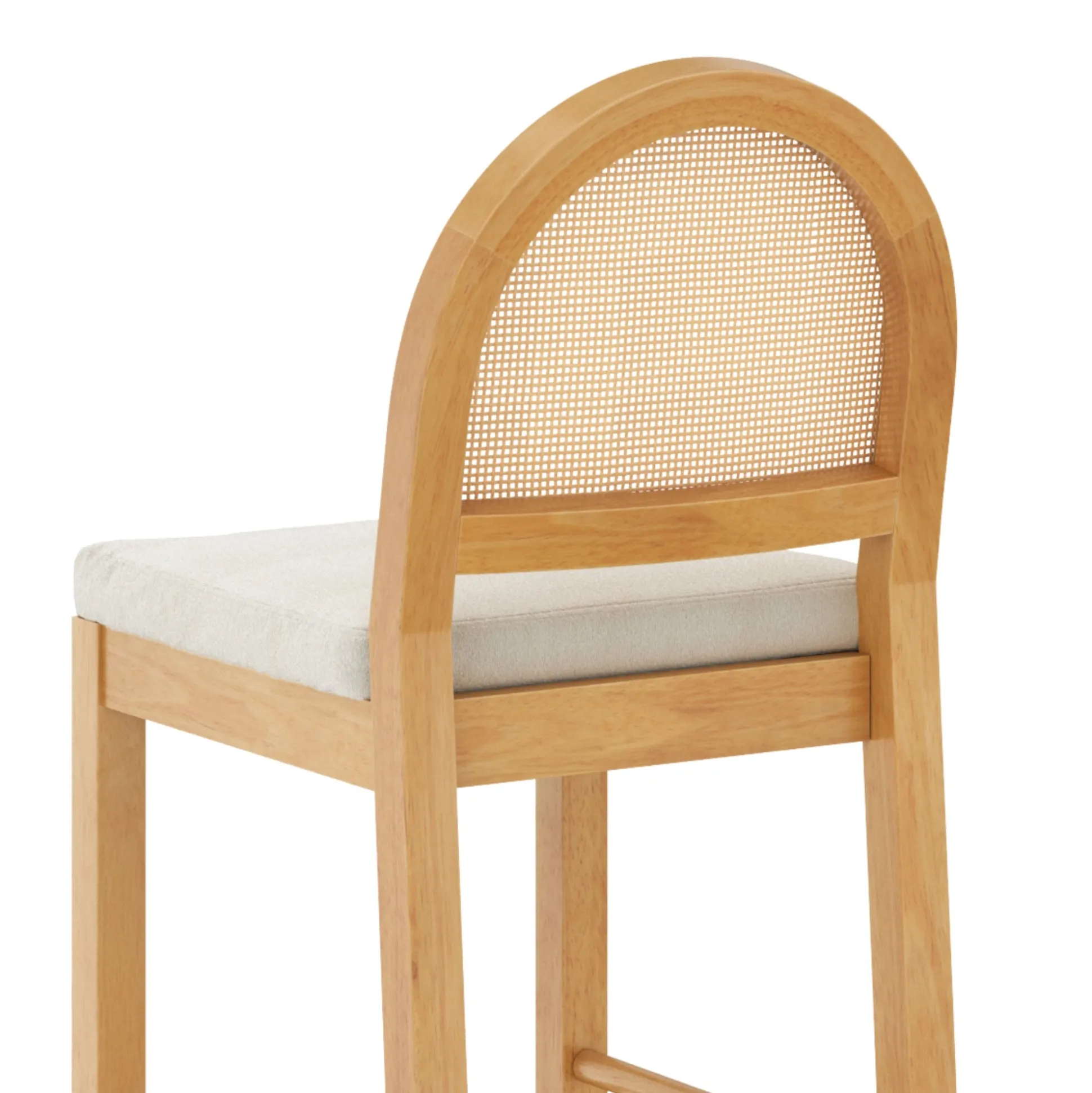 Boucle & Rattan Bar Stool Warm Pine