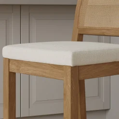 Boucle & Rattan Counter Height Bar Stools Light Brown (Set of 2)
