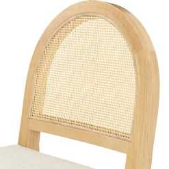 Boucle & Rattan Counter Height Bar Stools Warm Pine (Set of 3)