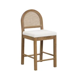 Boucle & Rattan Counter Height Bar Stool Light Brown
