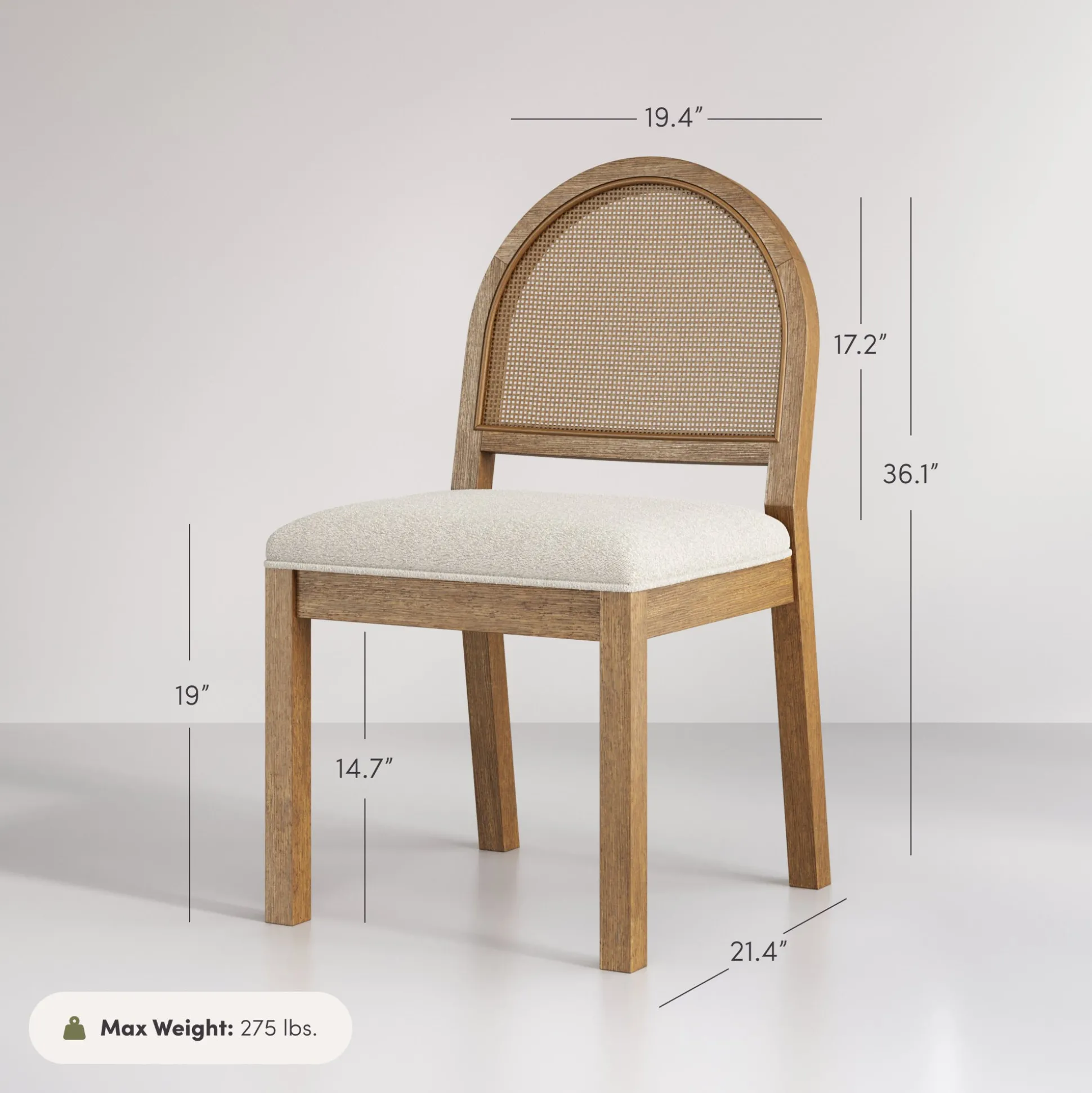 Boucle & Rattan Dining Chair Light Brown