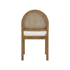 Boucle & Rattan Dining Chairs Light Brown (Set of 4)