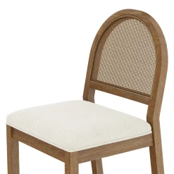 Boucle & Rattan Dining Chairs Light Brown (Set of 2)