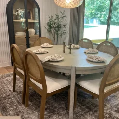 Boucle & Rattan Dining Chairs Light Brown (Set of 2)
