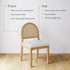 Boucle & Rattan Dining Chairs Warm Pine (Set of 6)