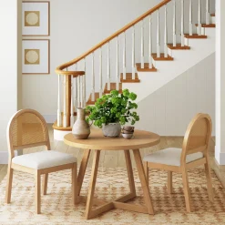 Boucle & Rattan Dining Chair Warm Pine (Set of 2)