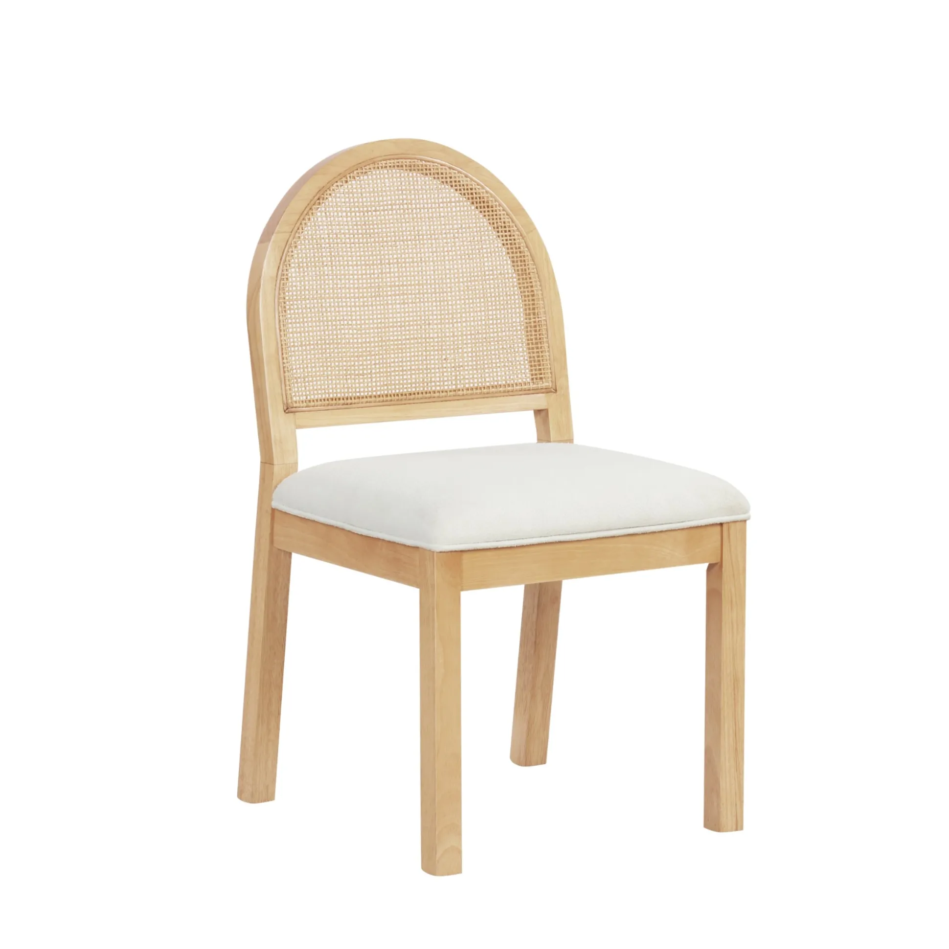 Boucle & Rattan Dining Chair Warm Pine