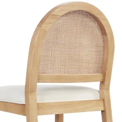 Boucle & Rattan Dining Chair Warm Pine