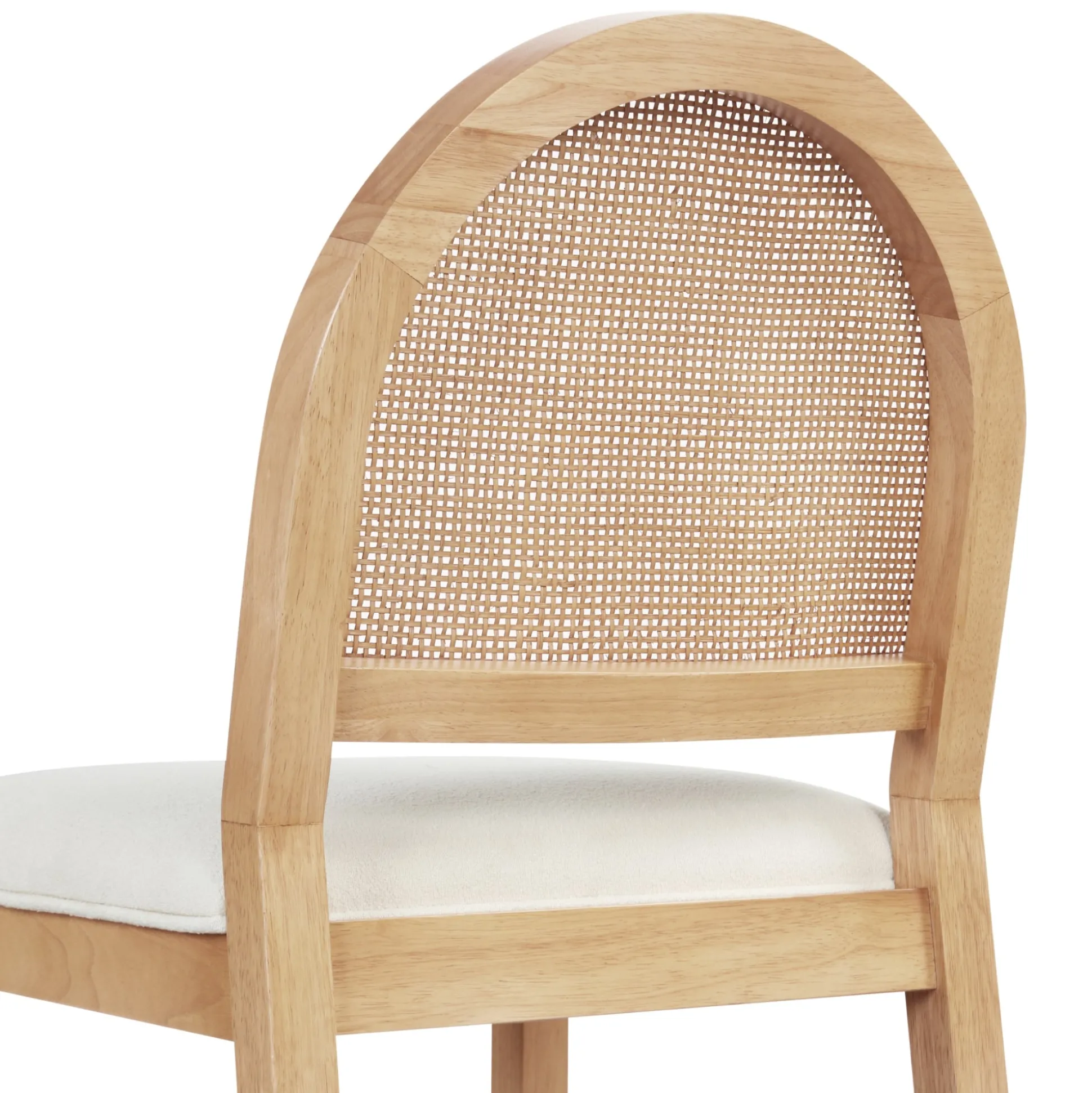 Boucle & Rattan Dining Chair Warm Pine