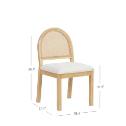 Boucle & Rattan Dining Chair Warm Pine