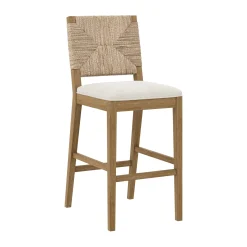 Boucle & Seagrass Bar Stool Light Brown (Set of 2)
