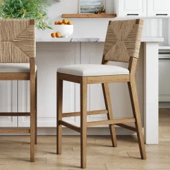 Boucle & Seagrass Bar Stool Light Brown