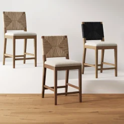 Boucle & Seagrass Bar Stool Light Brown