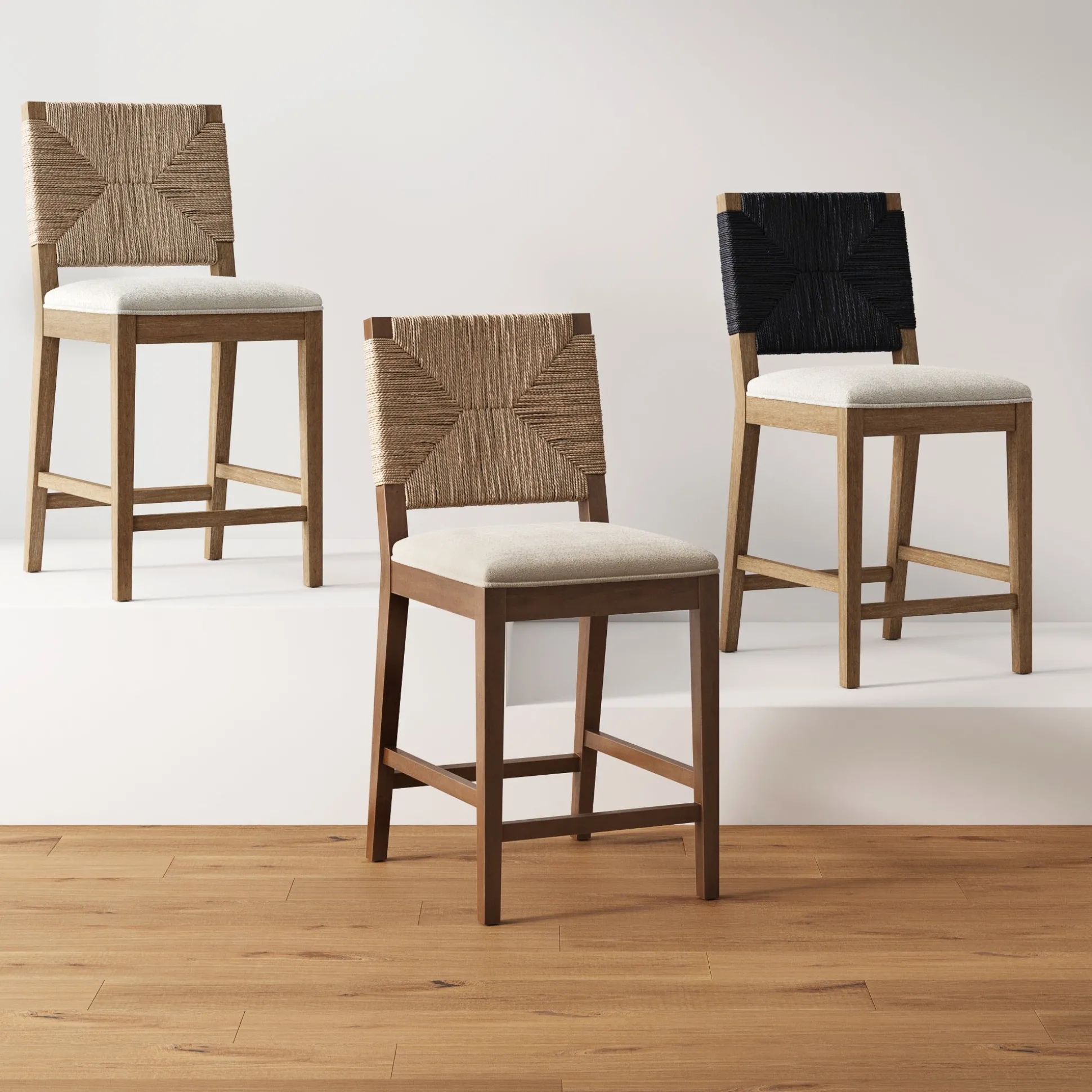 Boucle & Seagrass Bar Stool Light Brown