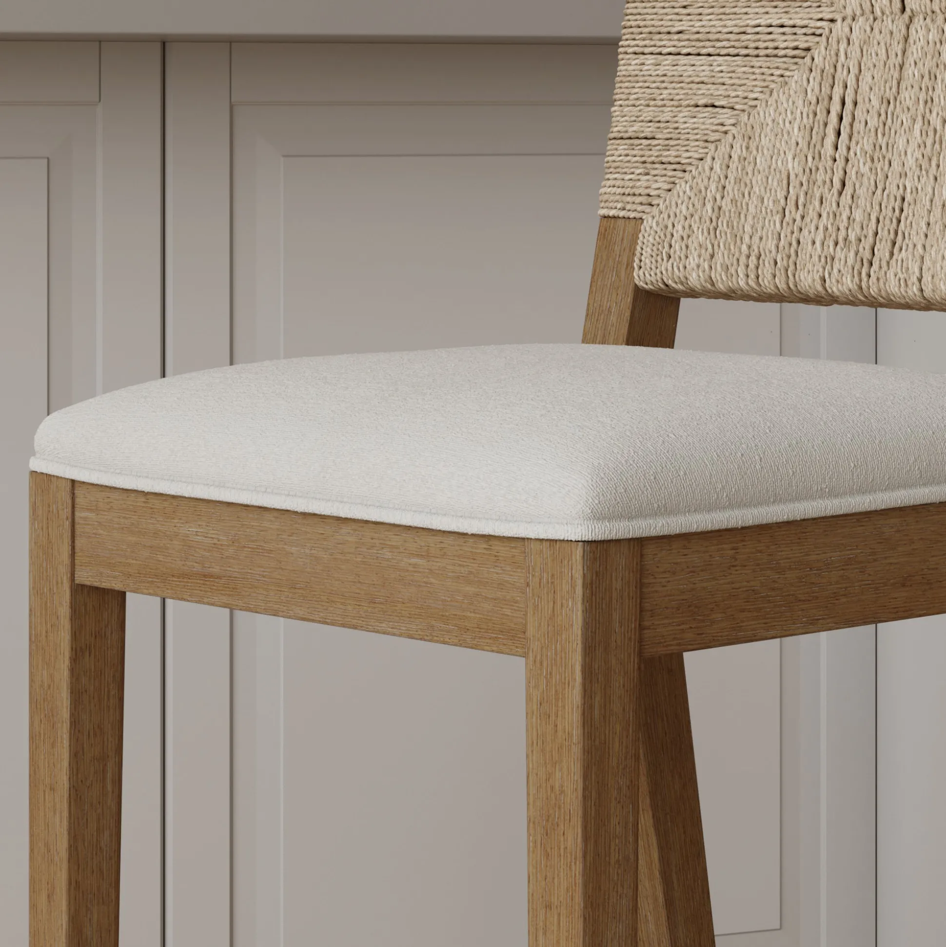 Boucle & Seagrass Bar Stool Light Brown