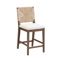 Boucle & Seagrass Counter Height Bar Stool Dark Brown