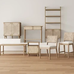 Boucle & Seagrass Dining Chair Light Brown (Set of 2)