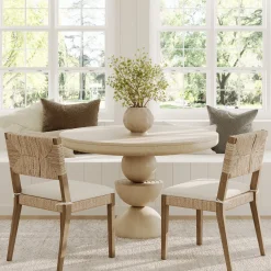 Boucle & Seagrass Dining Chair Light Brown