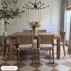 Boucle & Seagrass Dining Chair Light Brown